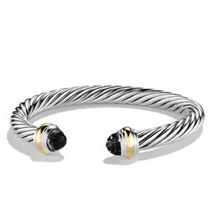 David yurman cable bracelet, black onyx, 7mm